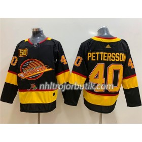 Män Ishockey Vancouver Canucks tröja Elias Pettersson 40 Flying Skate 50th Anniversary Adidas 2019-20 Svart Authentic